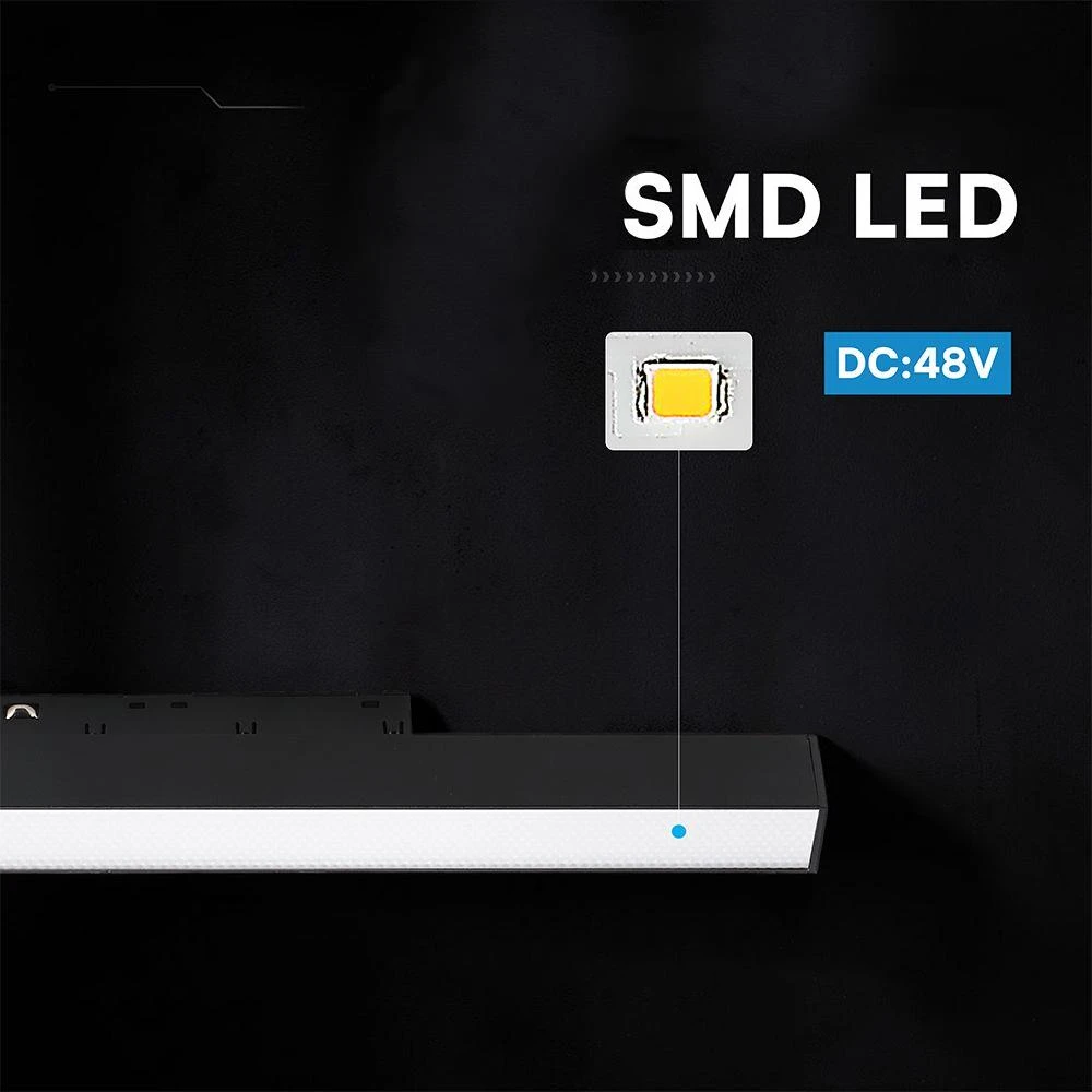 Oprawa szynoprzewód 48V V-TAC 20W 48V 120st LED juoda 60cm VT-41027 4000K 2230lm 3 metai gwarancji