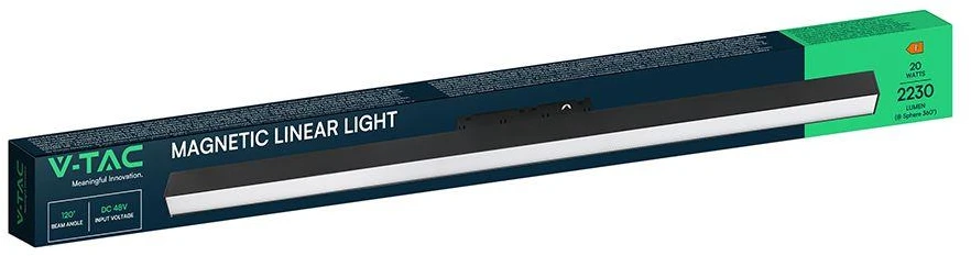 Oprawa szynoprzewód 48V V-TAC 20W 48V 120st LED juoda 60cm VT-41027 4000K 2230lm 3 metai gwarancji