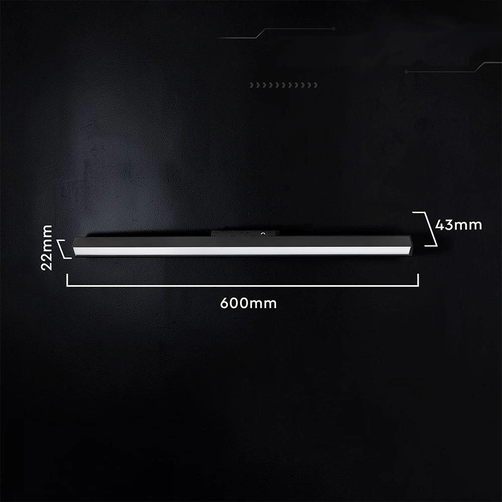 Oprawa szynoprzewód 48V V-TAC 20W 48V 120st LED juoda 60cm VT-41027 4000K 2230lm 3 metai gwarancji