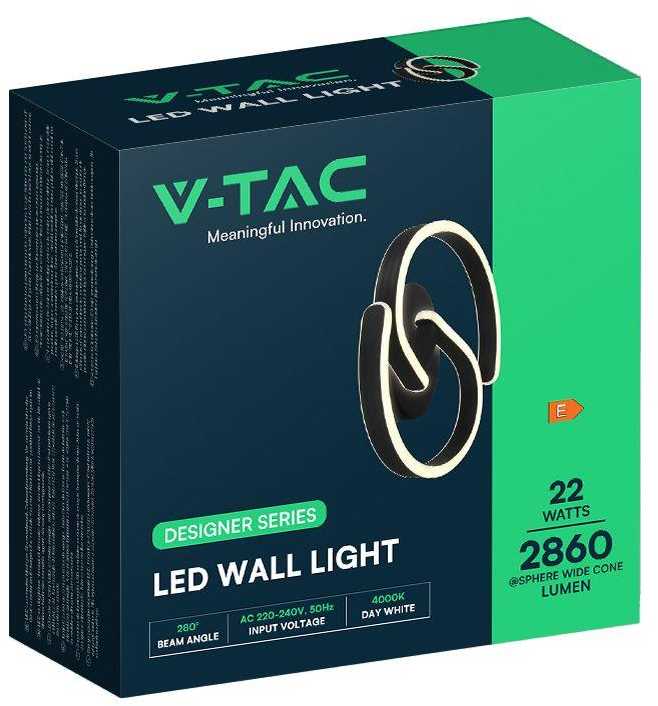 22W LED sieninis šviestuvas, juodos/baltos sp., 4000K