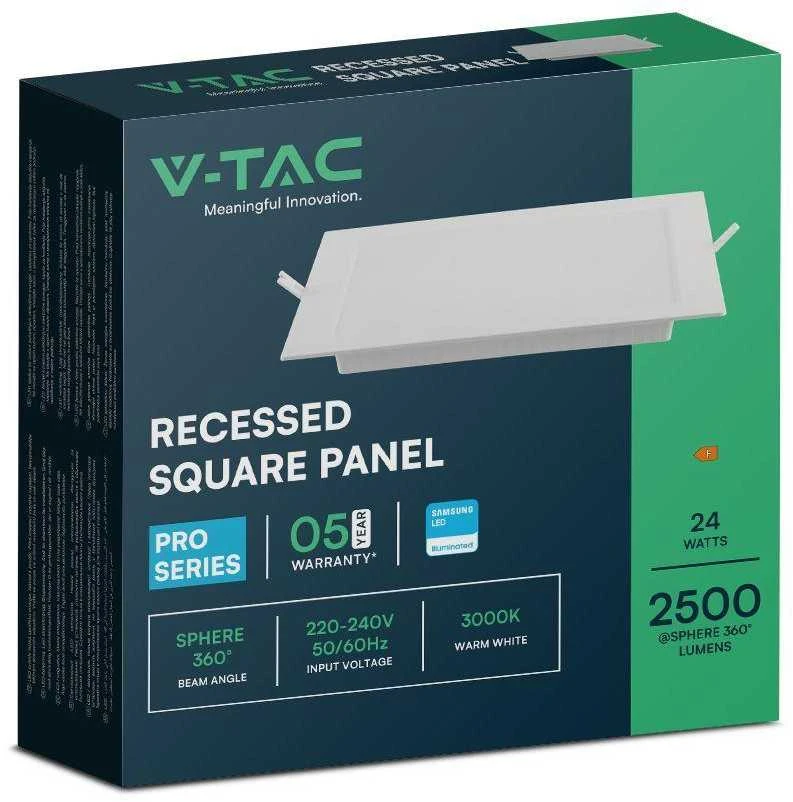 V-tac 24W LED įleidžiama panelė, balta, 3000K, SAMSUNG LED chip