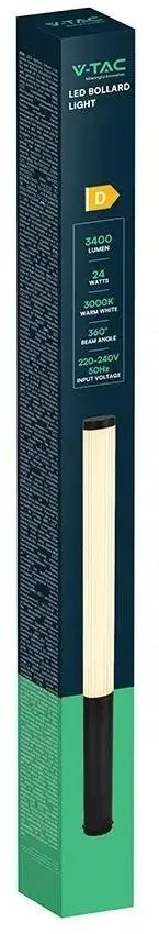24W LED pastatomas lauko šviestuvas, juodas, 3000K, IP44, 80cm
