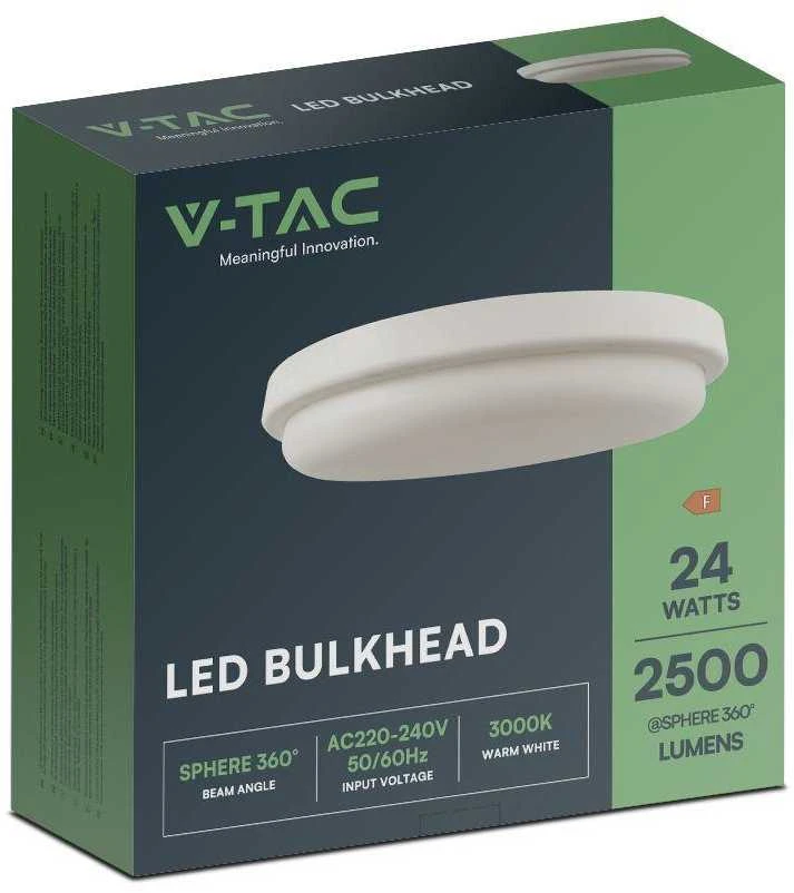 Lubinis šviestuvas V-tac 24W LED paviršinis šviestuvas, baltas, 3000K, IP54