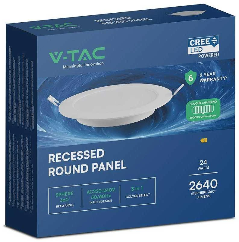 24W LED įleidžiama panelė, balta, 3000/4000/6500K, CREE LED chip