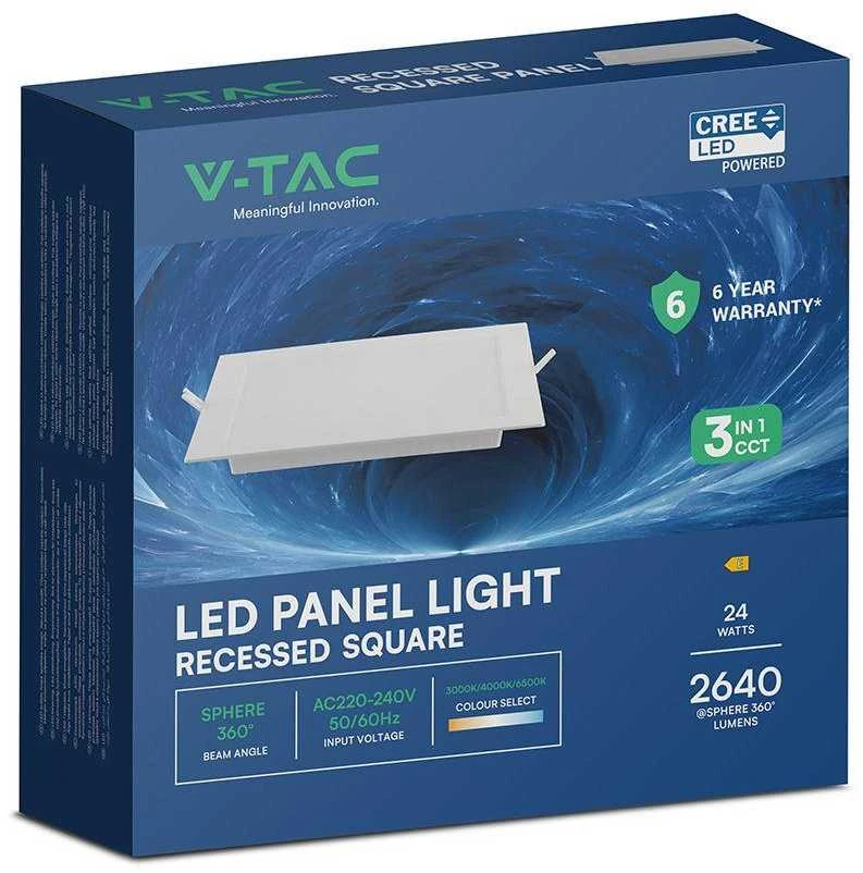 24W LED įleidžiama panelė, balta, 3000/4000/6500K, CREE LED chip