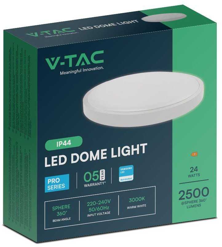 Lubinis šviestuvas V-tac 24W LED paviršinis šviestuvas, baltas, 3000K, IP44, SAMSUNG LED chip