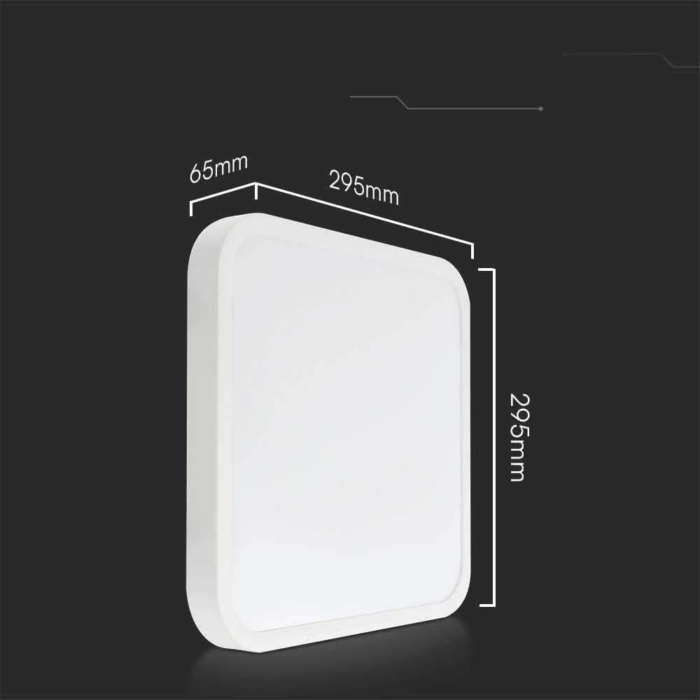 Lubinis šviestuvas V-tac 24W LED paviršinis šviestuvas, kvadratinis, baltas, 6500K, IP44, SAMSUNG LED chip