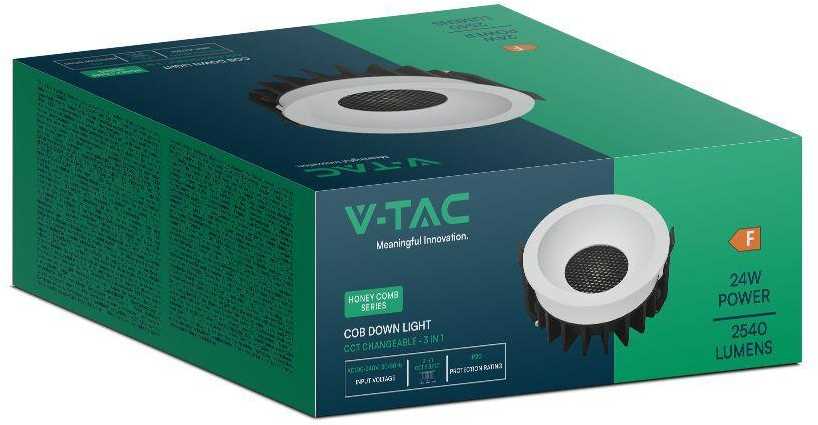 24W LED įleidžiamas šviestuvas, baltos/juodos sp., 3000-6400K, 24°