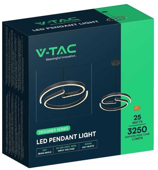 25W LED pakabinamas šviestuvas, juodos/baltos sp., 4000K