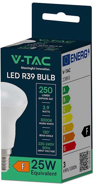 V-tac 2,9W LED lemputė, R39, E14, 3000K, 120°
