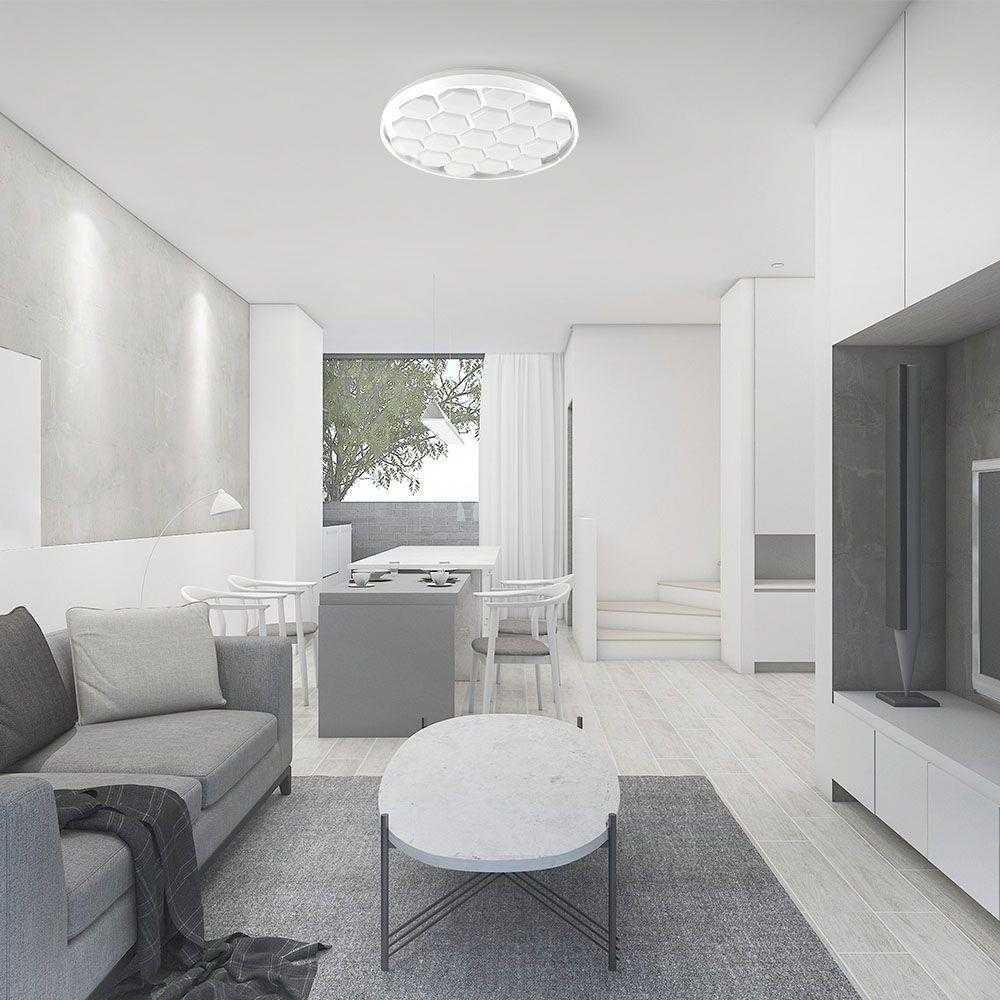 Lubinis šviestuvas V-tac 30/60W LED paviršinis šviestuvas, baltas, 3000/4000/6500K, dimeriuojamas, BEEHIVE dangtelis