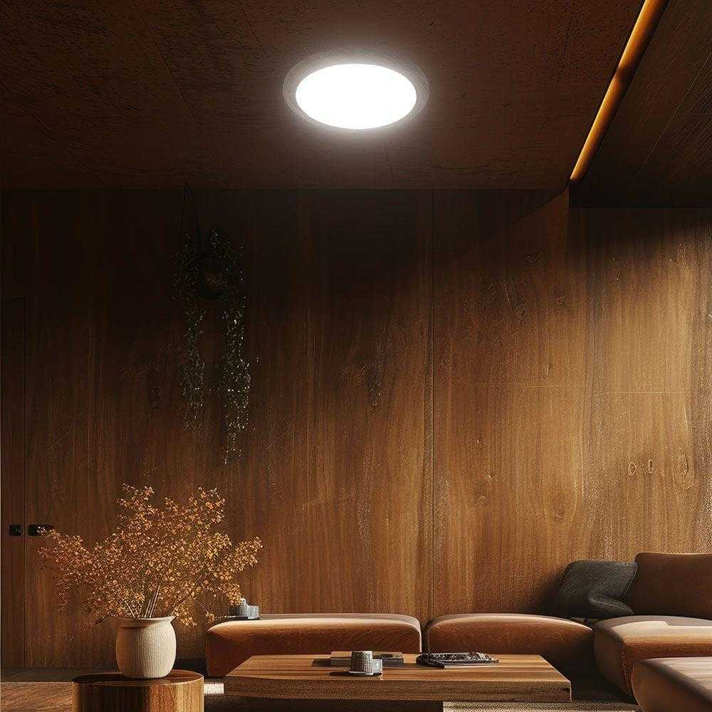 Lubinis šviestuvas V-tac 30/60W LED paviršinis šviestuvas, medžio sp., 3000/4000/6500K, dimeriuojamas, CYCLONE dangtelis