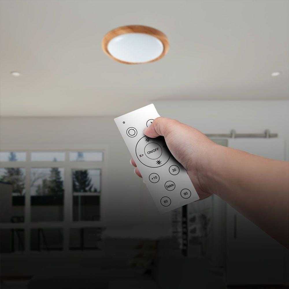 Lubinis šviestuvas V-tac 30/60W LED paviršinis šviestuvas, medžio sp., 3000/4000/6500K, dimeriuojamas, CYCLONE dangtelis