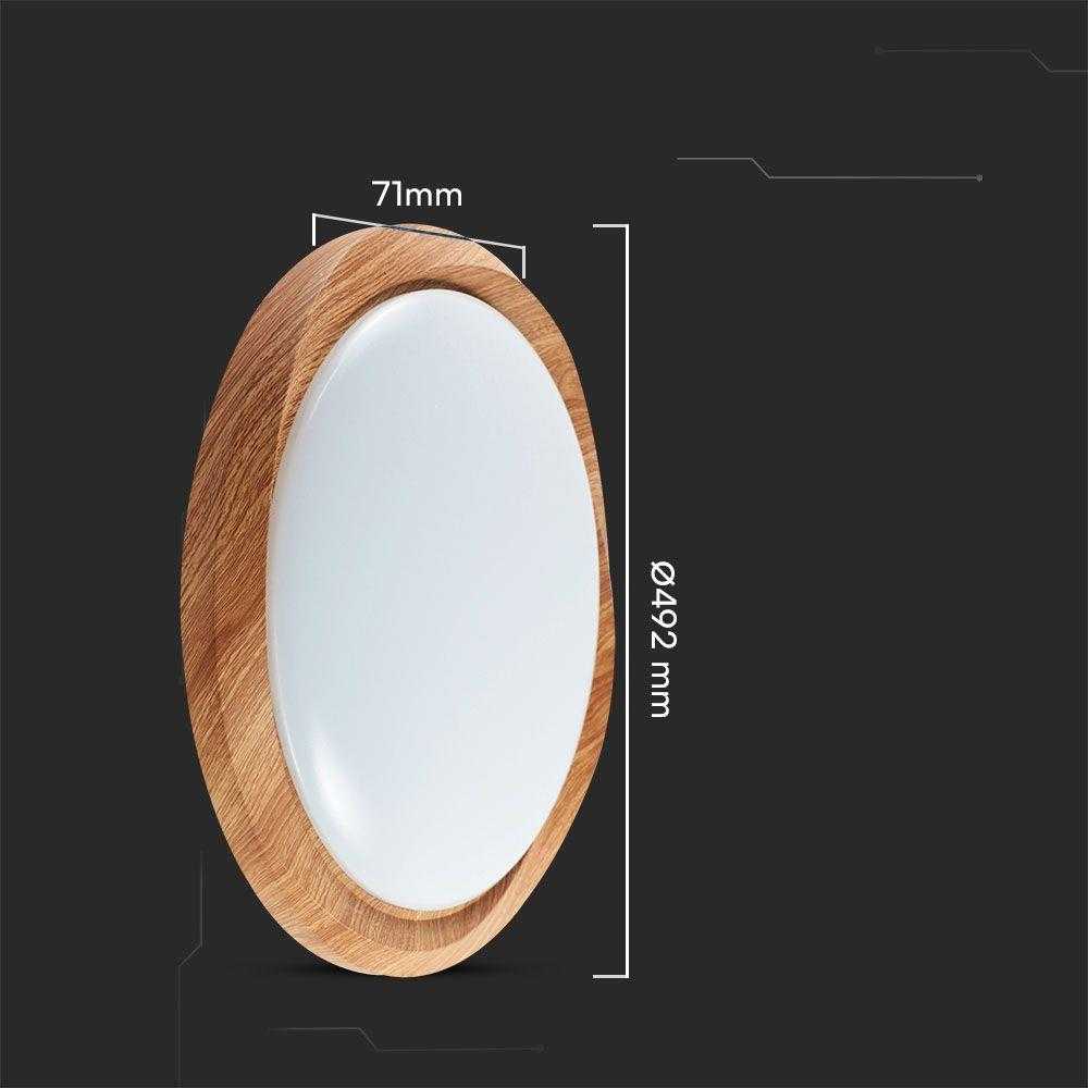 Lubinis šviestuvas V-tac 30/60W LED paviršinis šviestuvas, medžio sp., 3000/4000/6500K, dimeriuojamas, CYCLONE dangtelis
