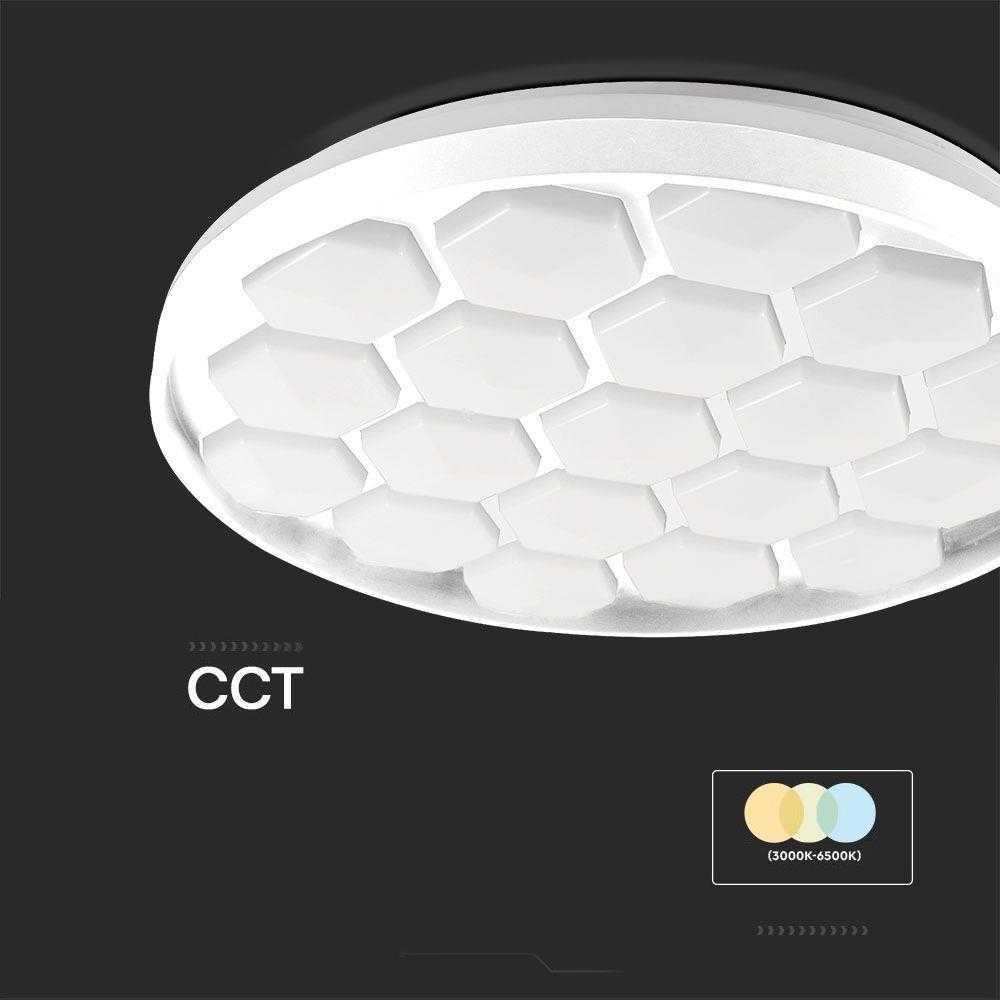 Lubinis šviestuvas V-tac 30/60W LED paviršinis šviestuvas, baltas, 3000/4000/6500K, dimeriuojamas, BEEHIVE dangtelis