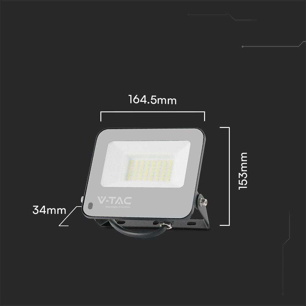 V-tac 30W LED prožektorius, juodu korpusu, 6500K/RGB, dimeriuojamas, su nuotolinio valdymo pulteliu