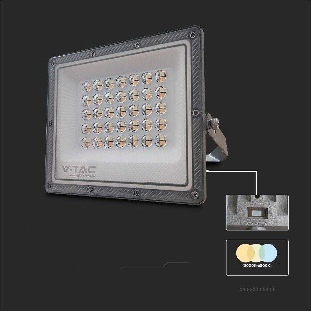 V-tac 30W LED prožektorius, pilkas, 3000/4000/6500K
