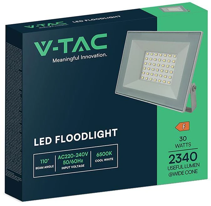 30W LED prožektorius, baltu korpusu, 4000K