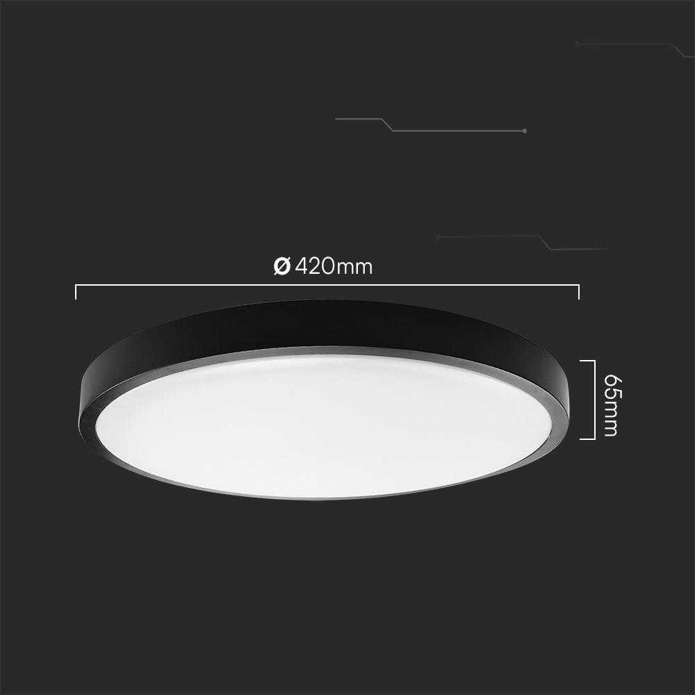 Lubinis šviestuvas V-tac 36W LED paviršinis šviestuvas, juodas, 4000K, IP44, SAMSUNG LED chip, su judesio davikliu