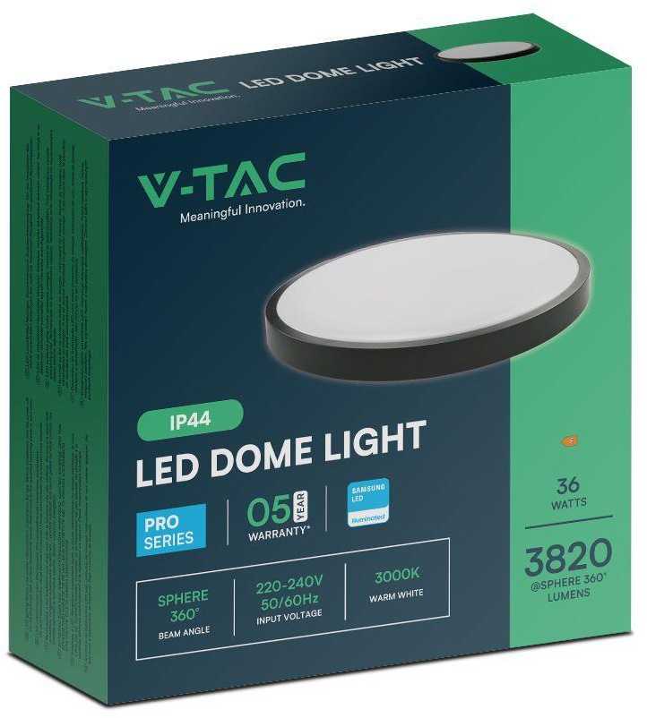 Lubinis šviestuvas V-tac 36W LED paviršinis šviestuvas, juodas, 3000K, IP44, SAMSUNG LED chip