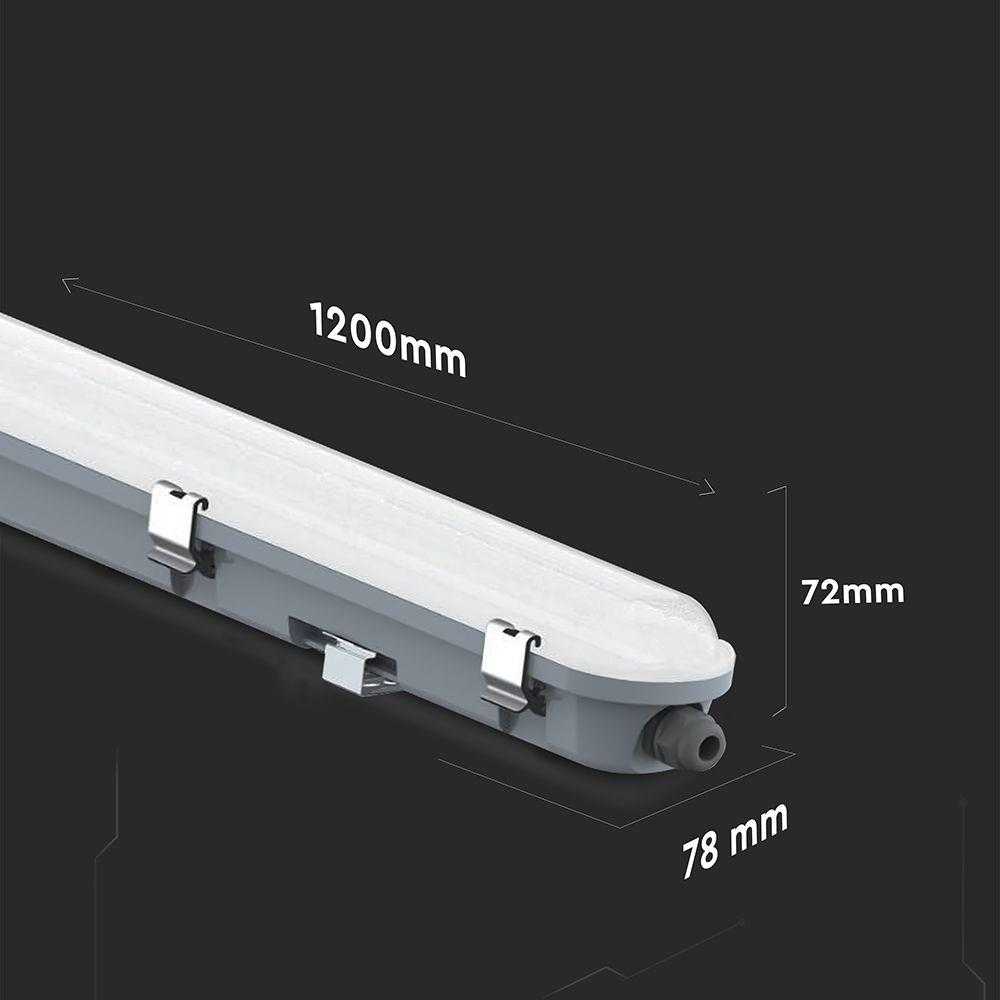 V-tac 36W LED šviestuvas T8, 120cm, 6500K, pieno sp. dangteliu, su 3h avariniu moduliu