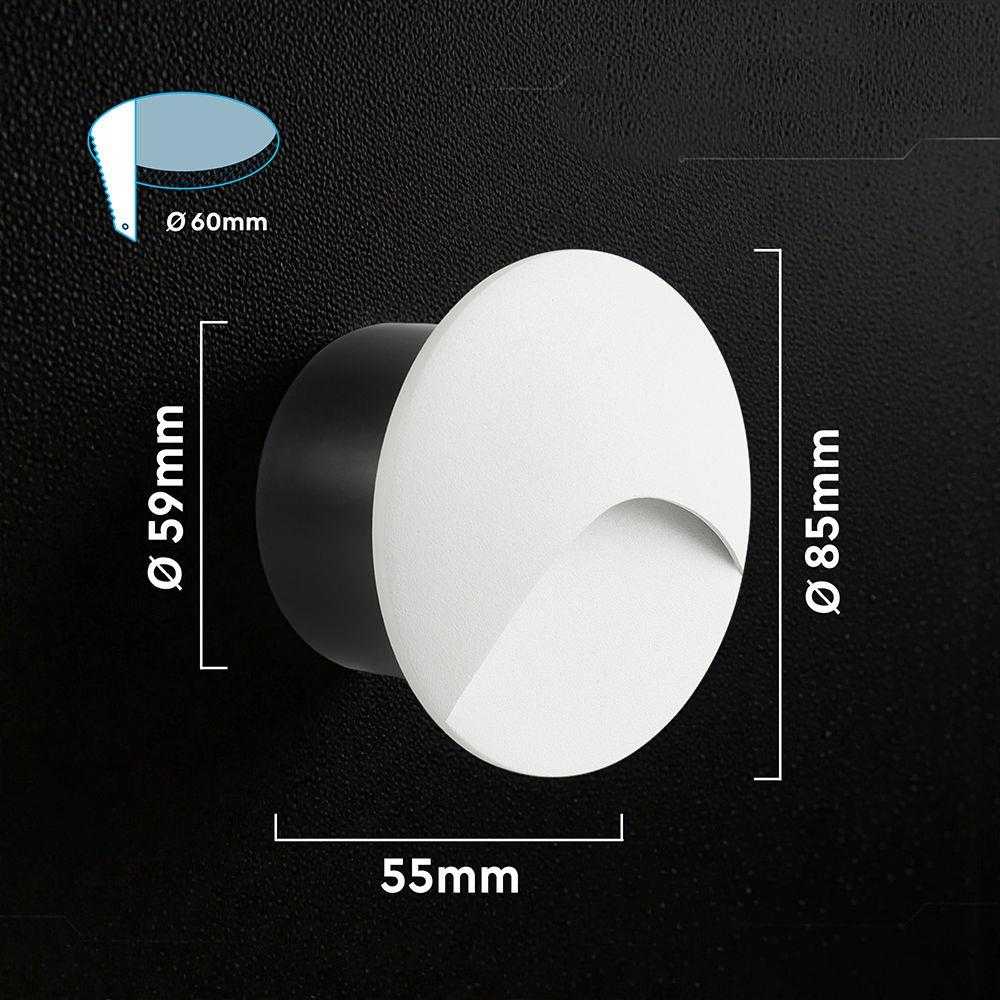 3W LED įleidžiamas sieninis šviestuvas laiptų apšvietimui, baltos sp., 3000K, IP65
