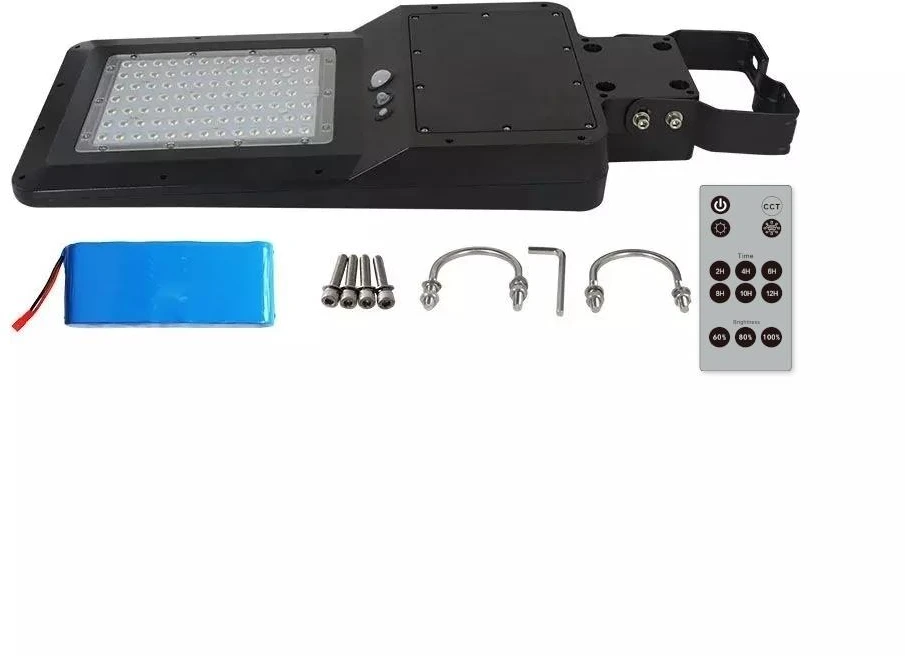 40W LED gatvės šviestuvas su saulės baterija ir judesio davikliu, juodas, 3000/4000/6000K, 140°x70°