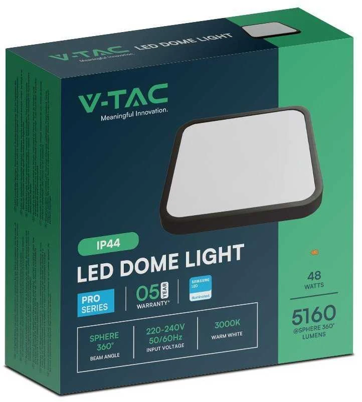 Lubinis šviestuvas 48W LED paviršinis šviestuvas, kvadratinis, juodas, 6500K, IP44, SAMSUNG LED chip