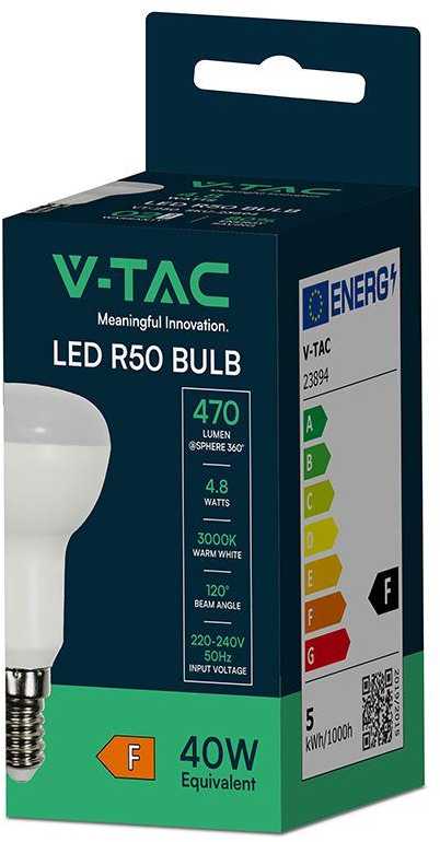 V-tac 4,8W LED lemputė, R50, E14, 3000K, 120°