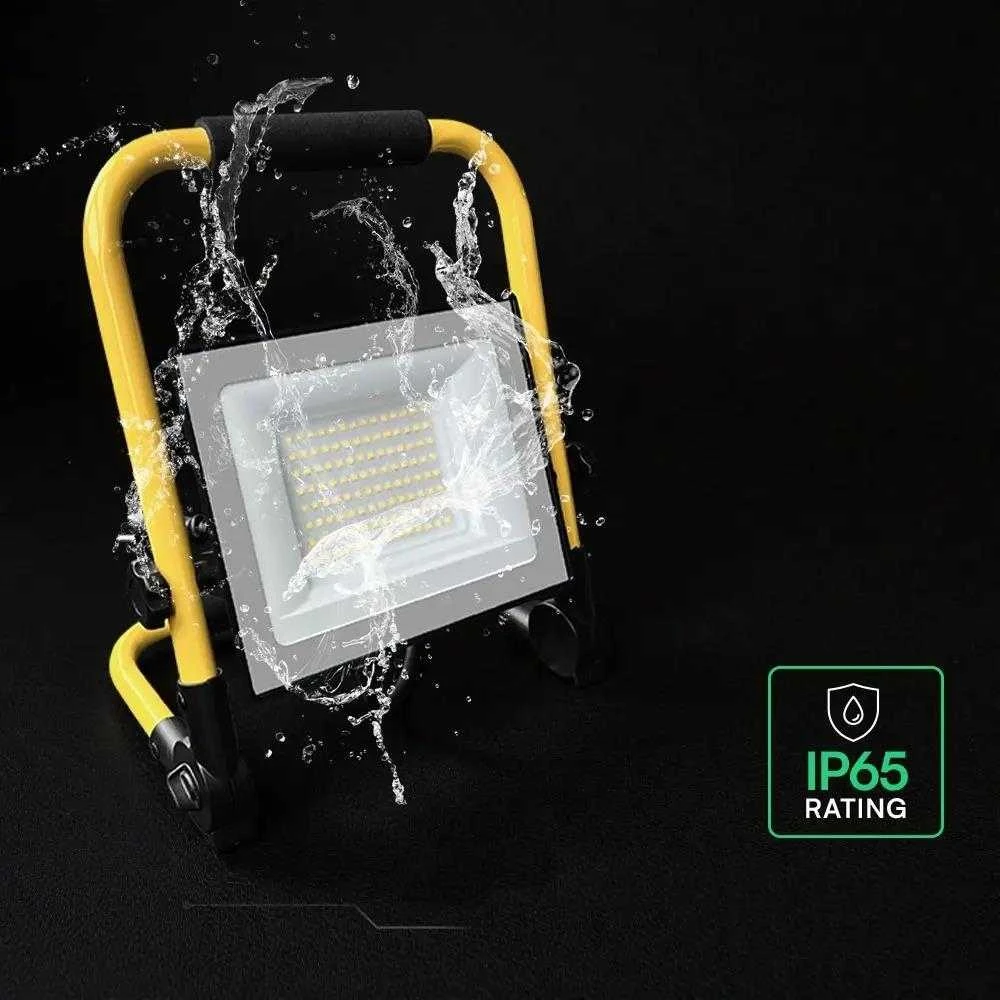50W LED prožektorius su stovu, juodos/geltonos sp., 6500K, CREE LED chip