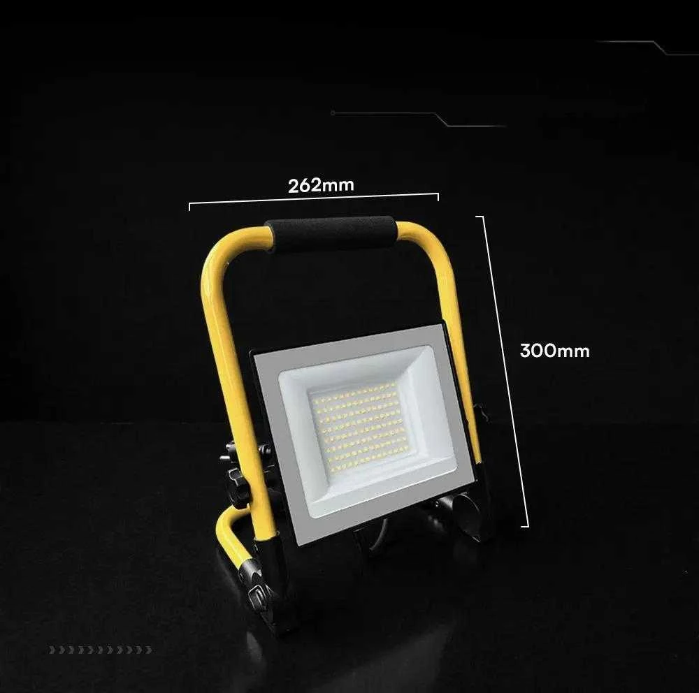 50W LED prožektorius su stovu, juodos/geltonos sp., 6500K, CREE LED chip