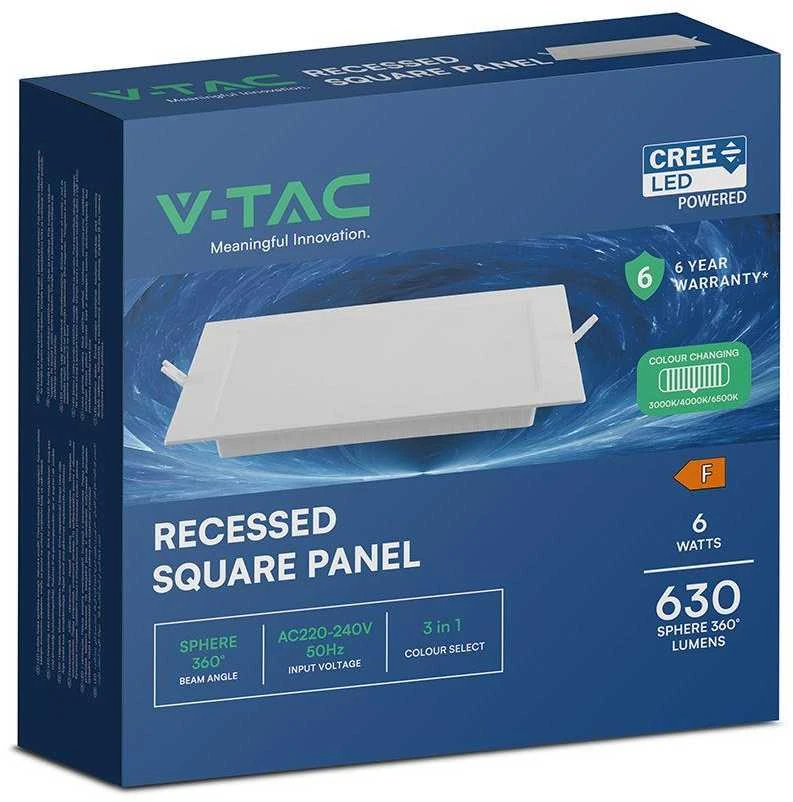 6W LED įleidžiama panelė, balta, 3000/4000/6500K, CREE LED chip