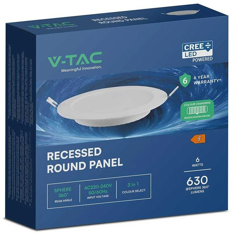 6W LED įleidžiama panelė, balta, 3000/4000/6500K, CREE LED chip