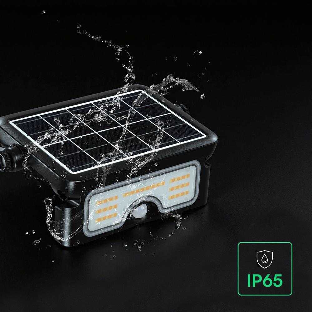 7W LED prožektorius su saulės baterija ir judesio davikliu, juodas, 3000/4000/6000K