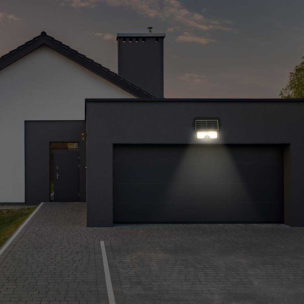 7W LED prožektorius su saulės baterija ir judesio davikliu, juodas, 3000/4000/6000K