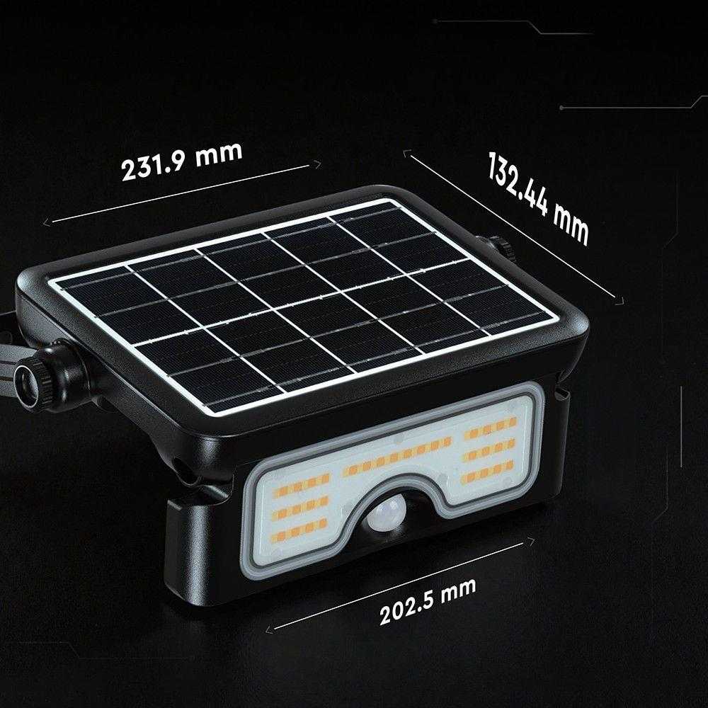 7W LED prožektorius su saulės baterija ir judesio davikliu, juodas, 3000/4000/6000K