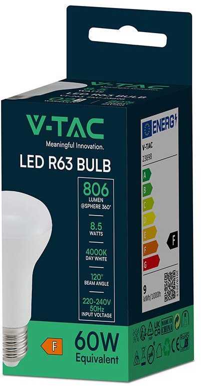 V-tac 8,5W LED lemputė, E27, R63, 4000K, 120°