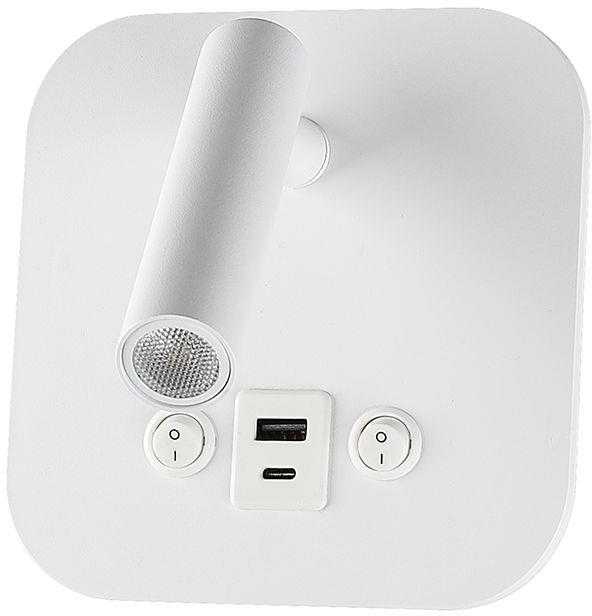 V-tac 8W LED sieninis šviestuvas, baltas, 3000K, su USB/PD jungtimi, CREE LED chip