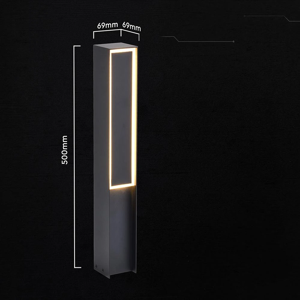 8W LED pastatomas lauko šviestuvas, juodas, 3000K, IP54, 50cm