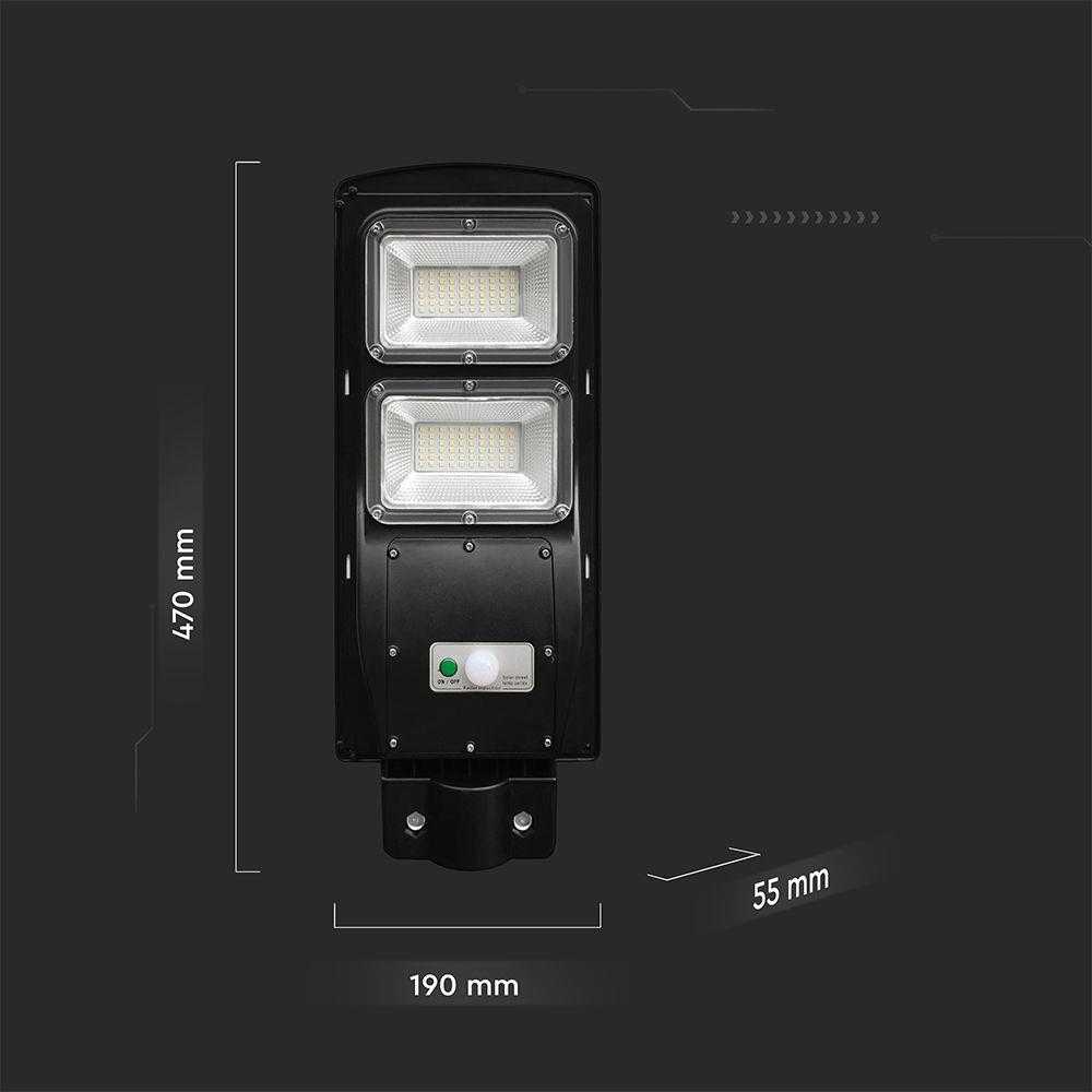 V-tac 8W LED gatvės šviestuvas su saulės baterija, juodas, 6000K