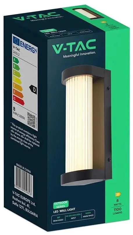 8W LED sieninis šviestuvas, juodas, 3000K, IP44