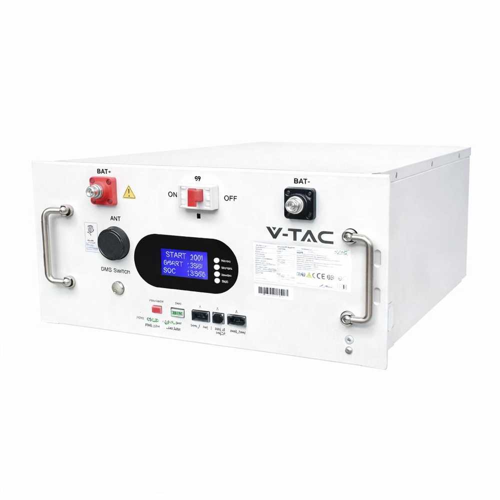 Magazyn bank energii V-TAC 9.6kWh 48V 200Ah LiFePO4 rack BMS obudowa balta VT-91600 10 lat gwarancji