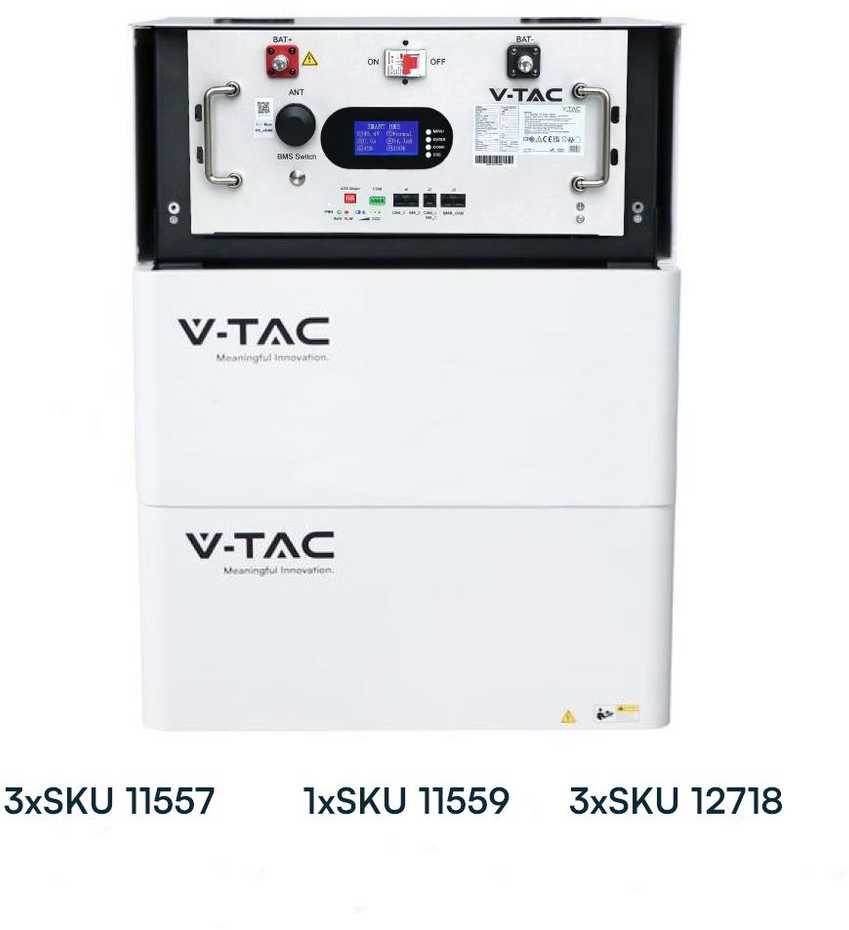Magazyn bank energii V-TAC 9.6kWh 48V 200Ah LiFePO4 rack BMS obudowa balta VT-91600 10 lat gwarancji