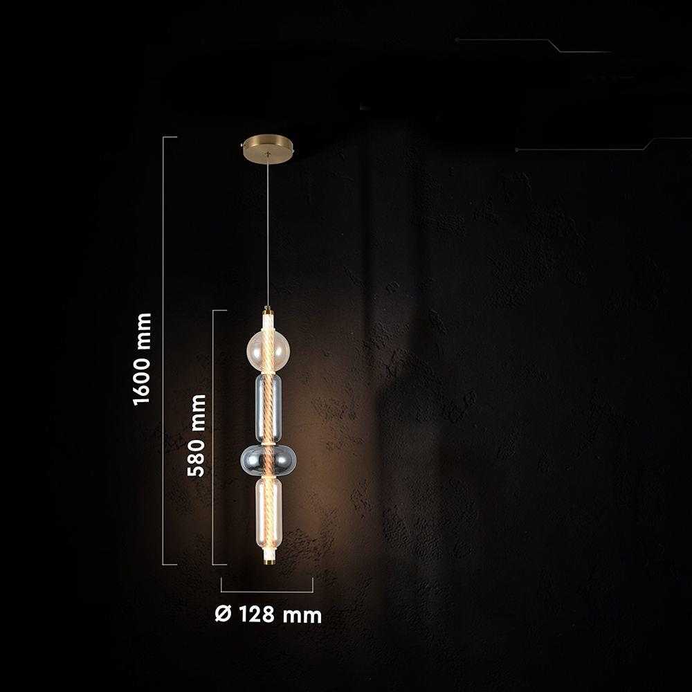 10W LED pakabinamas šviestuvas, gintaro/dūmų/žalvario sp., 3000K