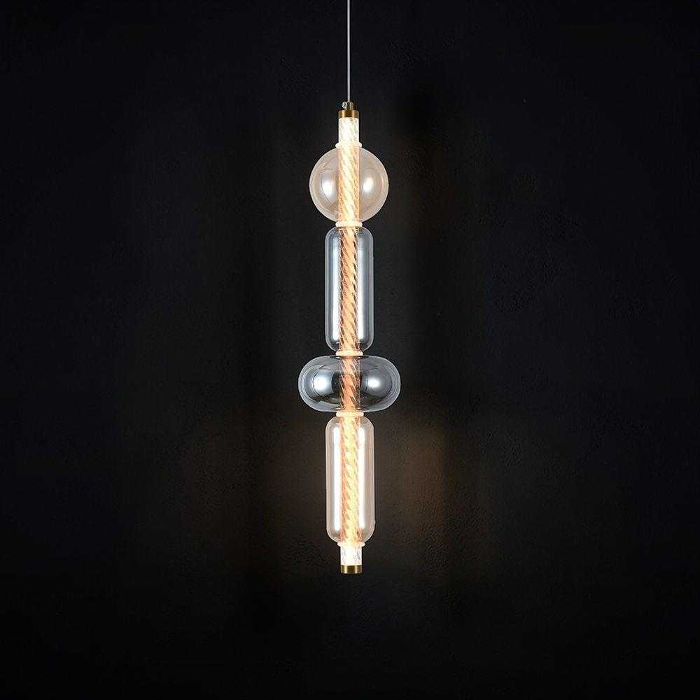 10W LED pakabinamas šviestuvas, gintaro/dūmų/žalvario sp., 3000K