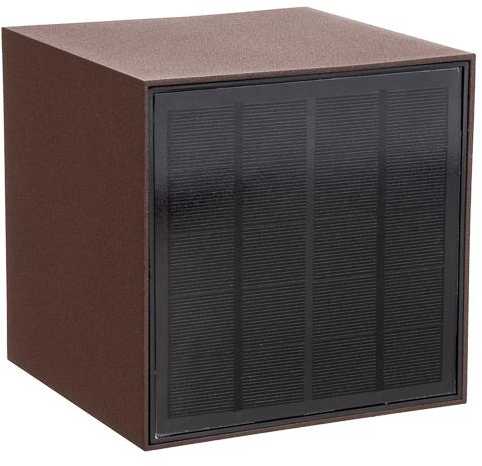Sieninis šviestuvas V-tac 9W LED sieninis fasado šviestuvas su saulės baterija ir judesio davikliu, rūdžių sp., 3000/4000/5000K