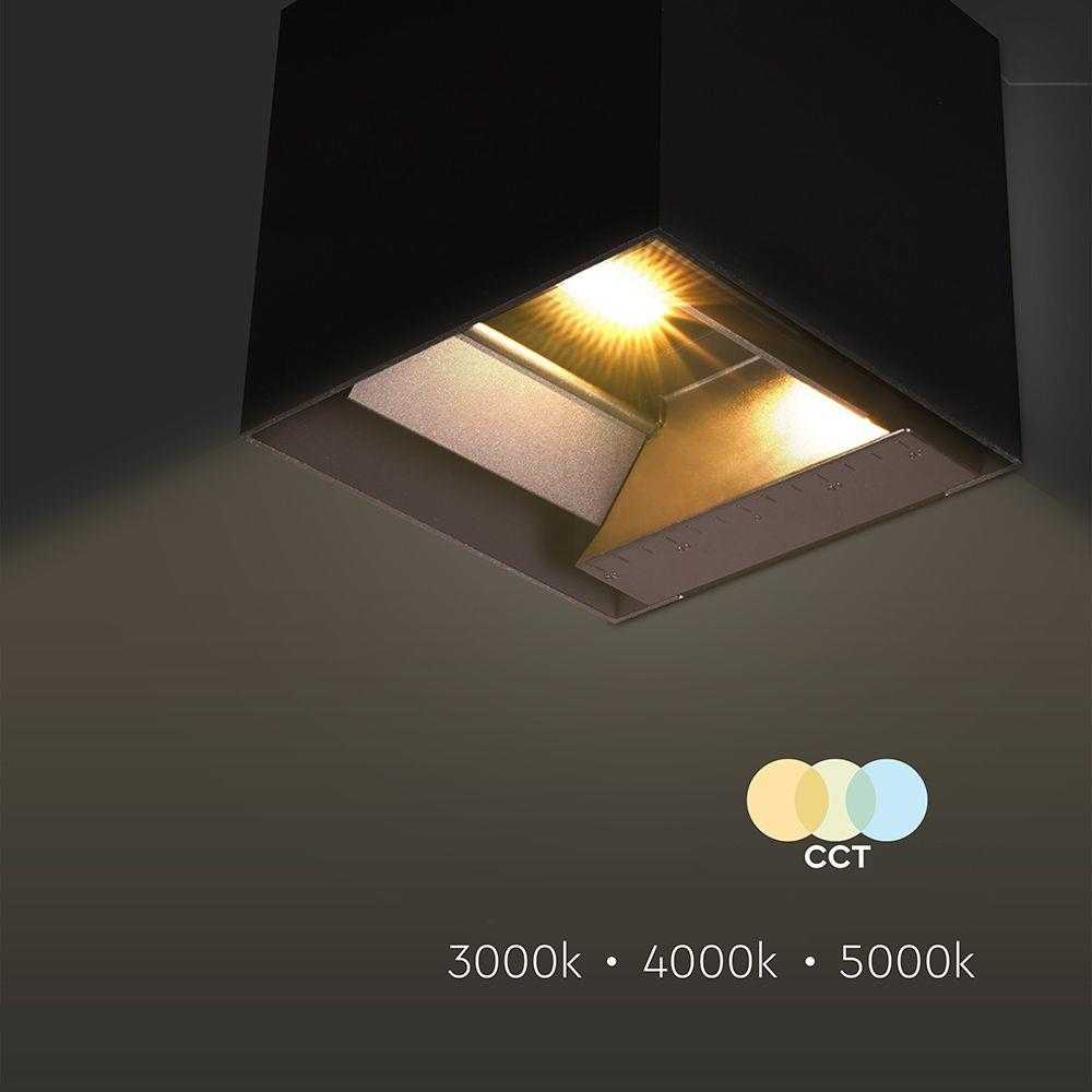 Sieninis šviestuvas V-tac 9W LED sieninis fasado šviestuvas su saulės baterija ir judesio davikliu, juodas, 3000/4000/5000K