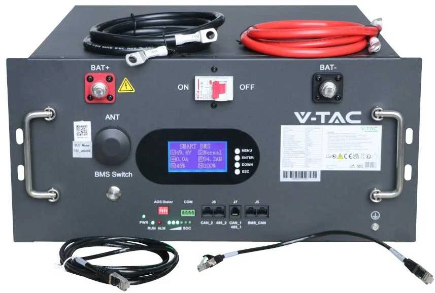 Magazyn bank energii V-TAC 9.6kWh 48V 200Ah LiFePO4 rack BMS VT-91600 10 lat gwarancji