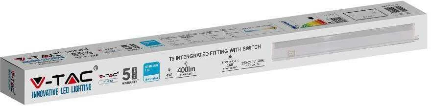 Lubinis šviestuvas 4W T5 šviestuvas, 30cm, baltas, 6500K, SAMSUNG LED chip