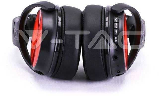 Bluetooth ausinės V-TAC, raudonos spalvos.